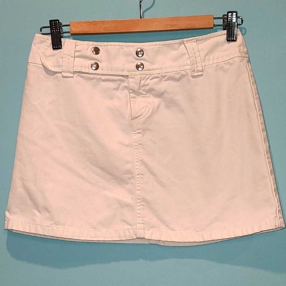 Stradivarius white denim mini skirt